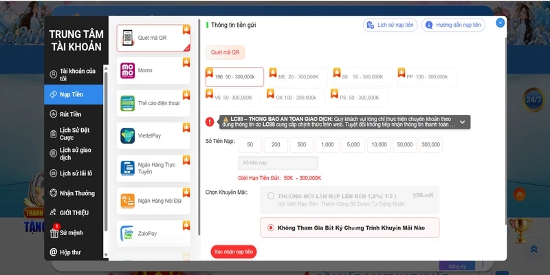 Nạp tiền đa nền tảng 